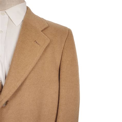 Vintage Mens 100 Camel Hair Overcoat Coat 1960s 70s A O White