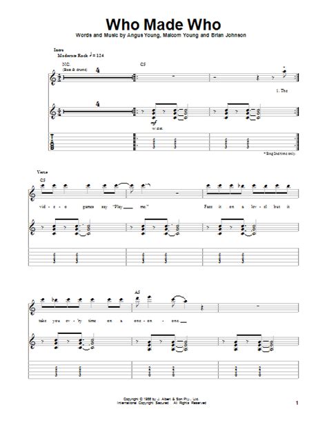 Who Made Who By Acdc Guitar Tab Play Along Guitar Instructor