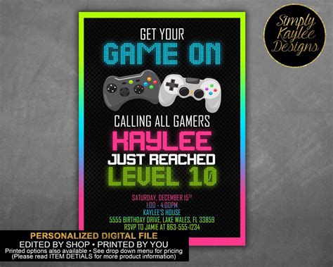 Invitations And Announcements Game Party Gamer Party Invitation Video