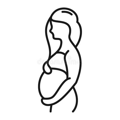 pregnant woman linear style icon heart and pregnancy care stock vector illustration of logo