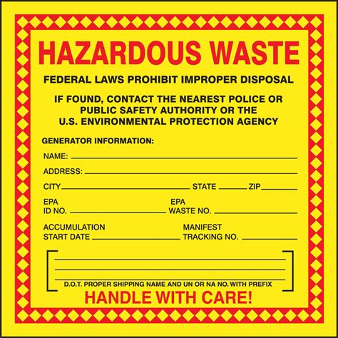 Accuform Hazardous Waste Adhesive Coated Paper Label Pack Of 25