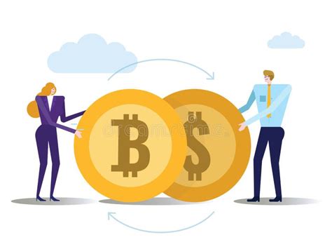 Business People Exchanging Bitcoin And Dollar Coin Stock Vector
