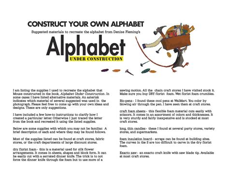 Alphabet under construction by denise fleming (read by natasha coles). Alphabet Under Construction | Book Activities | Denise Fleming