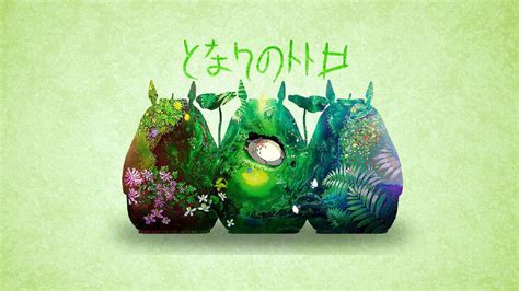 Fond Décran Illustration Fond Simple Vert Mon Voisin Totoro Studio Ghibli Art Couleur
