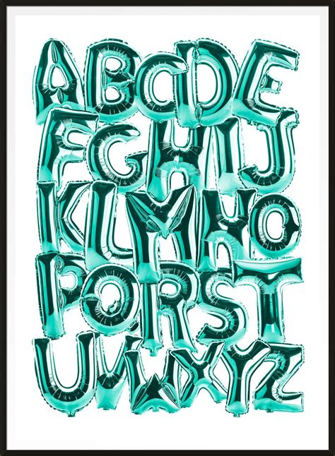 Foil Balloons Alphabet Educational Teal Print in 2020 | How to draw