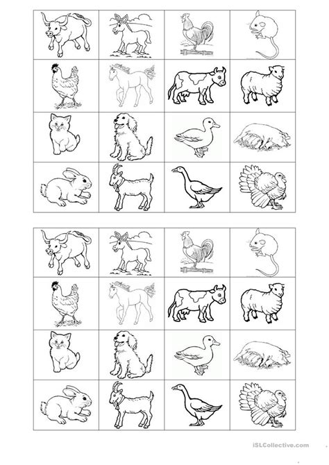 Memory Game On Farm Animals Worksheet Free Esl Printable