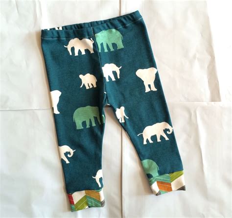 Organic 6 12 Month Baby Boy Leggings Pants In Teal Elephant Etsy