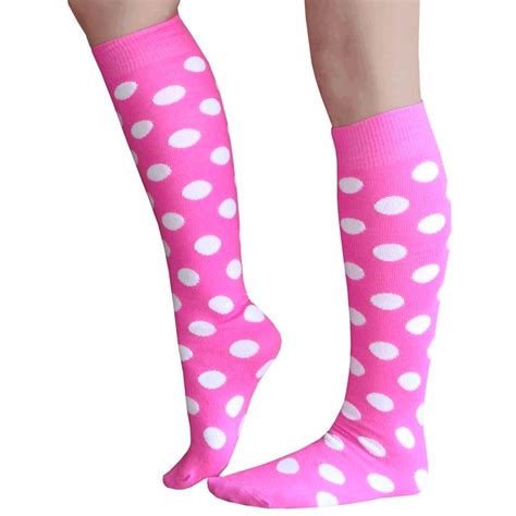 Neon Pinkwhite Polka Dot Socks Polka Dot Socks Pink Knee High Socks Neon Pink