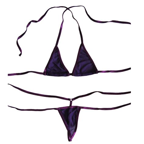 Buy Esquki Women’s Sheer Extreme Bikini Halterneck Top And Tie Sides Micro Thong Sets Online At