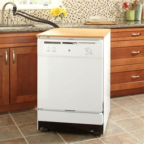Ge Convertible Portable Dishwasher In White 64 Dba Gsc3500dww The