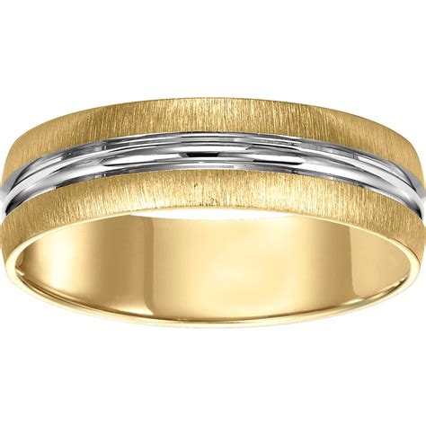 14k Two Tone Gold Engraved 6mm Wedding Band Wedding Bands Jewelry