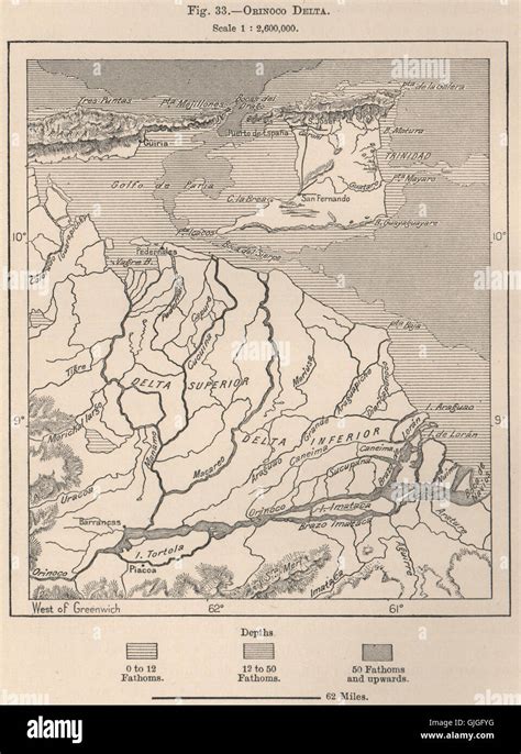 Orinoco Delta Venezuela 1885 Antique Map Stock Photo Alamy