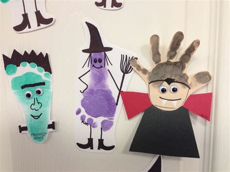 Frankenstein Witch And Vampire Hand Footprint Art Halloween Crafts