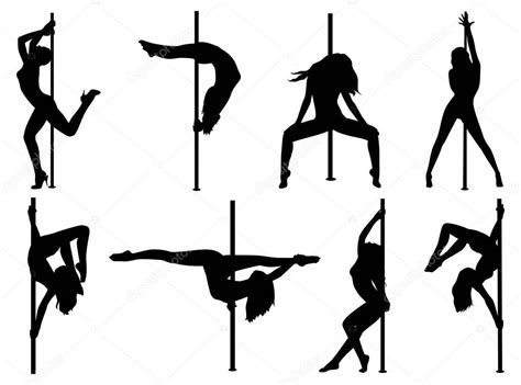 pole dance women silhouettes — stock vector © chaoss 159151372