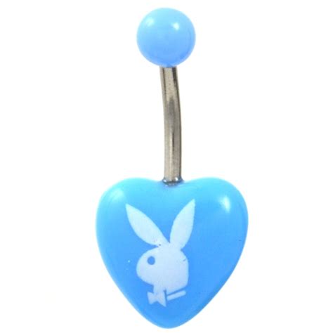 Blue Playboy Bunny Logo Acrylic Heart Belly Ring