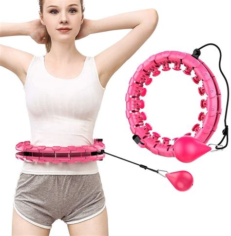 Fitness Running And Yoga Equipment Pink 24 Knots Smart Hula Hoop Detachable Massage Exerciser