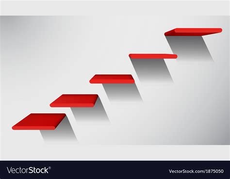 3d Red Stairs To Success Infographic Element Vector Image