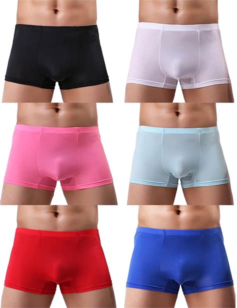 Yukaichen Men S Trunks Underwear Silk Boxer Briefs Short Leg Ebay