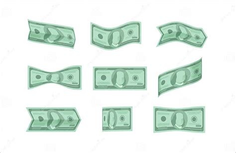 Vector Dollar Bills Nine Different Options For Crumpling And Curling