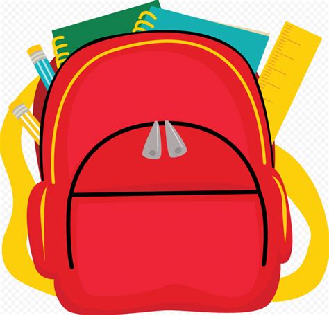 Clipart Cartoon School Backpack With Supplies Citypng