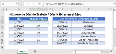 Formula Para Calcular Los Dias Habiles En Excel Printable Templates Free