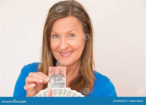 Woman With Australian And American Dollar Stock Photo Image Of Happiness Australia