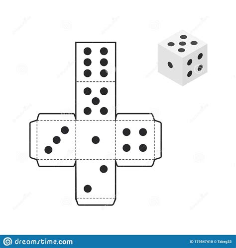 Printable Dice Template Isolated On White Background Stock