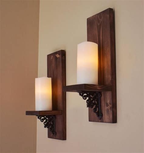 Farmhouse Wall Decor Small Wall Shelves Wood Wall Sconce Etsy Rustic Candle Sconce Wooden