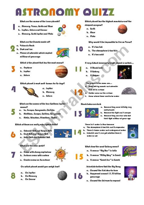 Astronomy Quizz Esl Worksheet By Muarez
