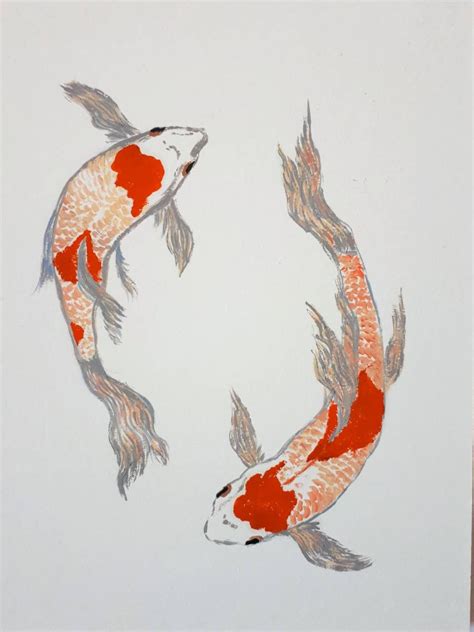 Koi Fish Oil Painting Canvas Wall Art Aquarium Artwork Etsy