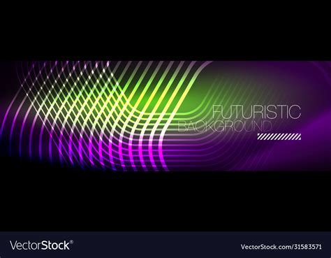 Shiny Neon Lines Stripes And Waves Technology Vector Image