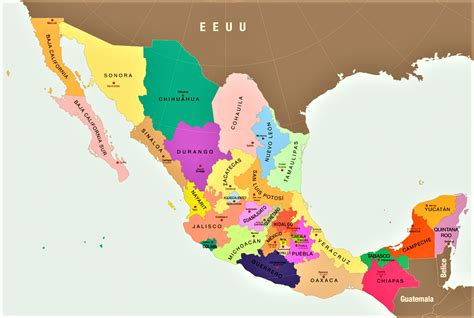 Mapa De M Xico Con Nombres Rep Blica Mexicana Descargar E Imprimir Mapas