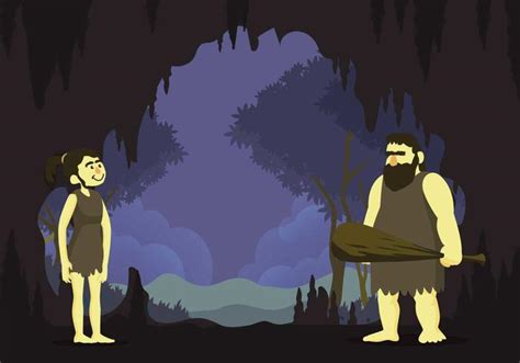 Free Cavern With Prehistoric Couple Illustration 152685 Vector Art At