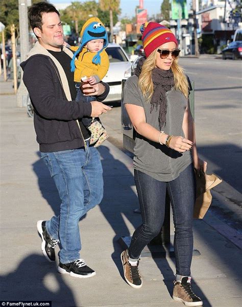Mummy S Babe Cookie Monster Hilary Duff And Baby Son Luca Wrap Up In Beanie Hats As They