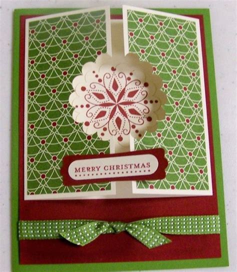 Some paper, a few folds and you can have beautiful christmas card in minutes. cool gate fold. | Christmas cards handmade, Christmas cards to make, Cards handmade