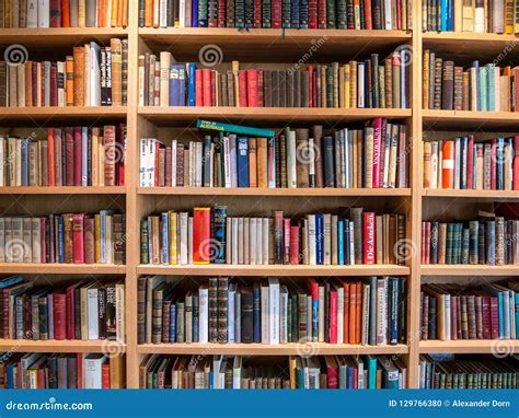 Image Of Wooden Book Shelf With Books Stock Photo Image Of Brown