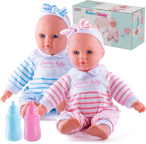 Prextex Baby Twin Dolls Set 12 Inch Boy And Girl Soft Doll Set With