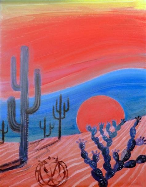 Desert Cacti Painting Paint Nite Cactus Painting