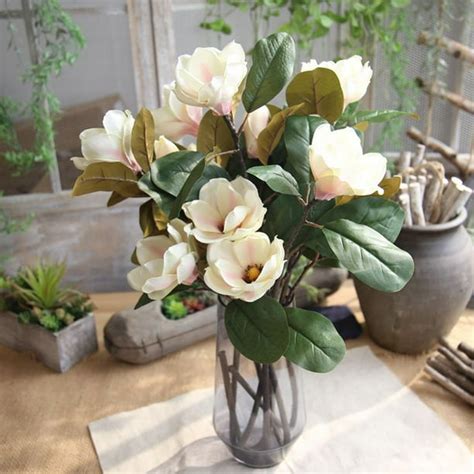 Gobestart Artificial Fake Flowers Leaf Magnolia Floral Wedding Bouquet