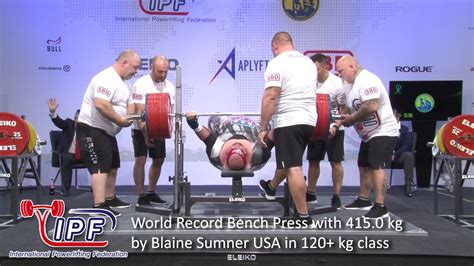 Bench press world records are the international records in bench press across the years, regardless of weight class or governing organization, for bench pressing on the back without using a bridge technique. World Record Bench Press with 415.0 kg by Blaine Sumner ...