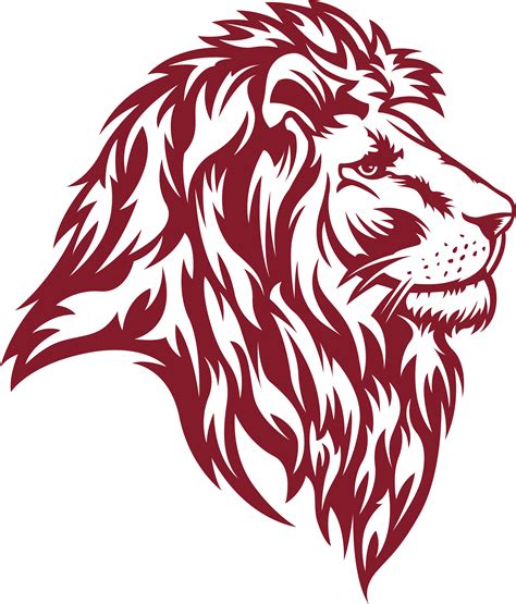 A Lions Head In Red And White