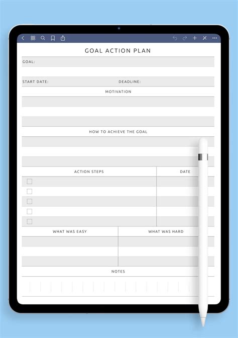 Download Printable Goal Action Plan Original Style Pdf
