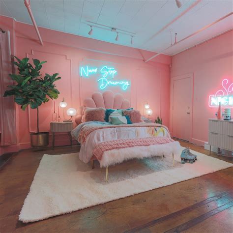 downtown 80s neon pink loft w bed and bathtub los angeles ca production peerspace cute