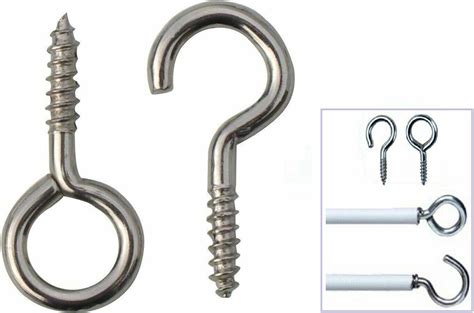 Hooks And Eyes For Net Curtain Wire Silver Chrome Screws Picture