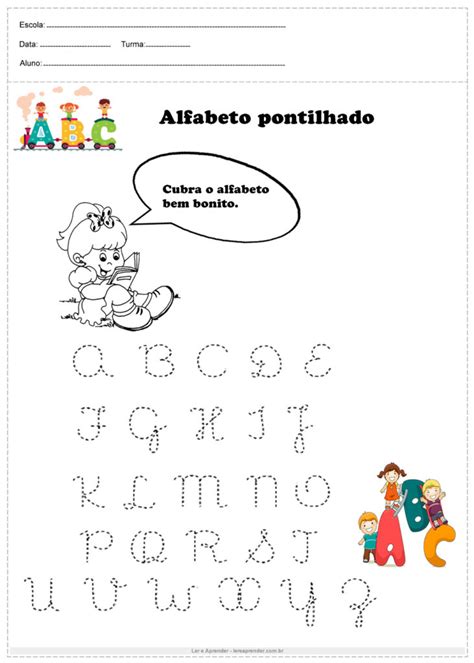 Alfabeto Pontilhado Para Imprimir Ler E Aprender