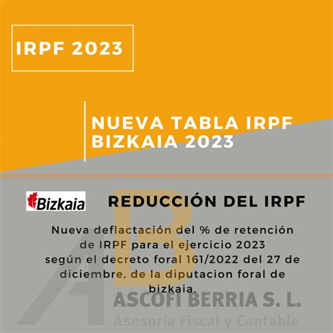 Nuevas Tablas De IRPF De Bizkaia En 2023 Ascofi Berria