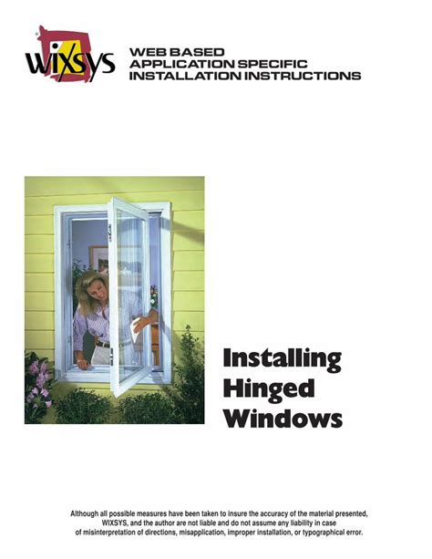 Pdf Installing Hinged Windows Wixsysawning And Casement Windows