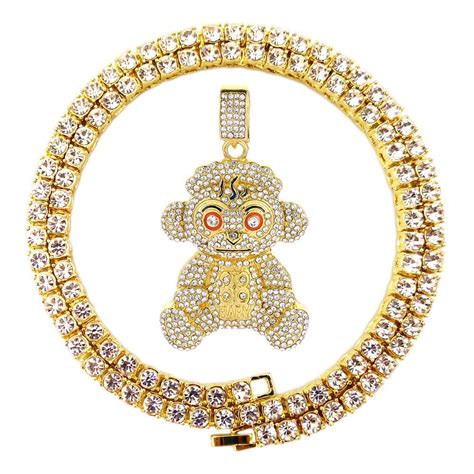 Buy Mens Silver Gold Diamond Nba 38 Baby Monkey Young Boy Chains Iced