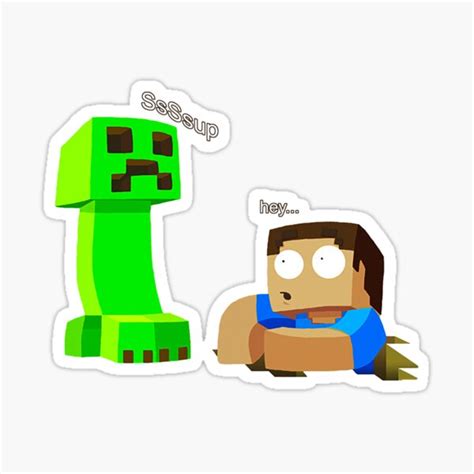 Funny Minecraft Creeper And Steve Sticker For Sale By Ddkart Redbubble