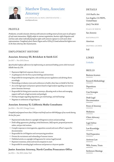 Associate Attorney Resume Example Resume Guide Resume Examples Resume Writing Tips